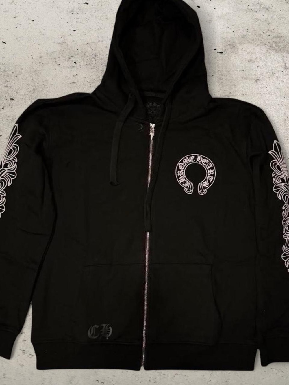 Chrome Hearts Horseshoe Floral Zip-Up Hoodie